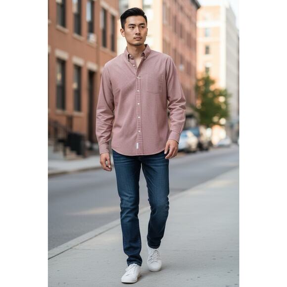 Men's J. Crew Red Plaid Button Down Shirt Sz L Long-Sleeve Pocket Cotton - Picture 2 of 7